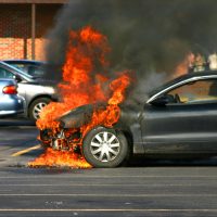 Closer,Look,At,A,Car,On,Fire.